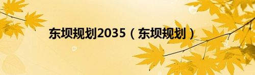 东坝规划2035（东坝规划）