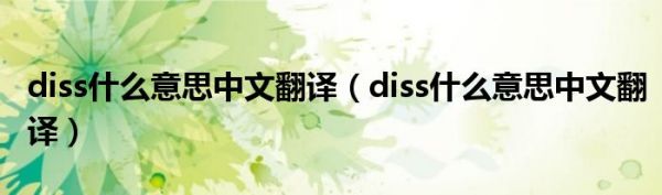 diss什么意思中文翻译（diss什么意思中文翻译）